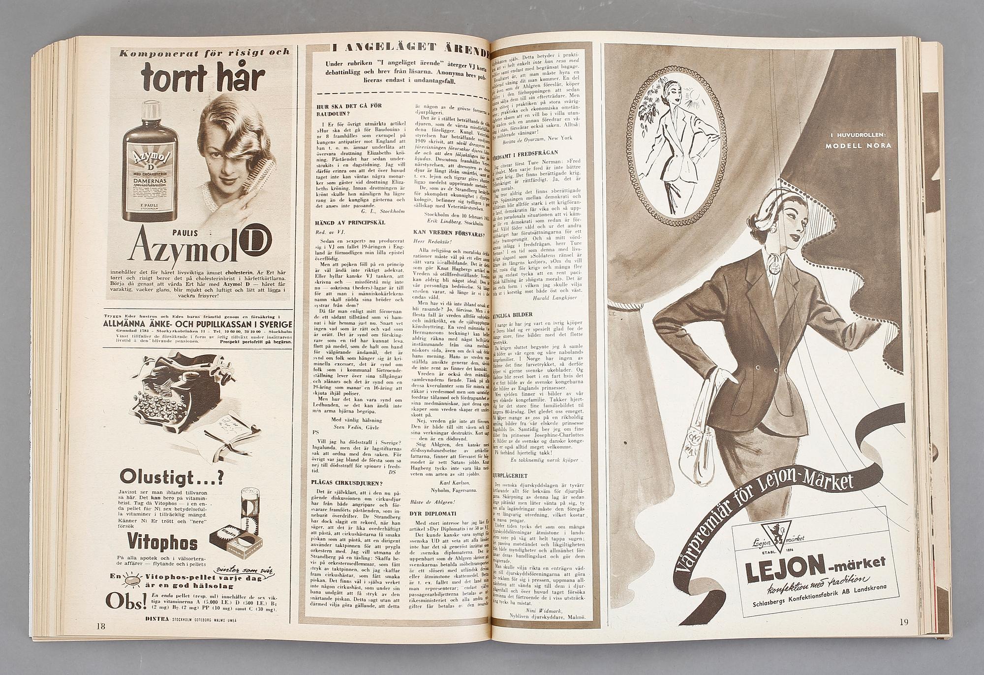 TIDSSKRIFTER, Veckojournalen och Idun, 1950-tal.