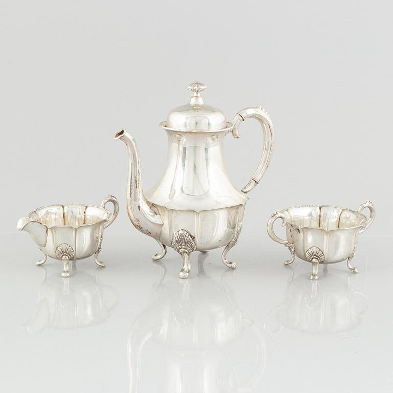 Kaffeservis, 3 delar, silver, rokokostil, Norge, 1935.