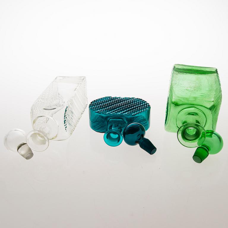 NANNY STILL, Three 'Flindari' glass carafes with stoppers from Riihimäen Lasi, in production 1964-68.