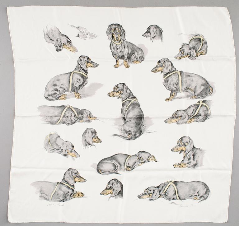 A silk scarf "Les Teckels" by Hermès.