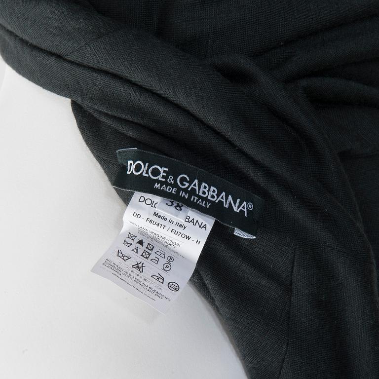 DOLCE & GABBANA, a darkgreen wool dress, size 38.