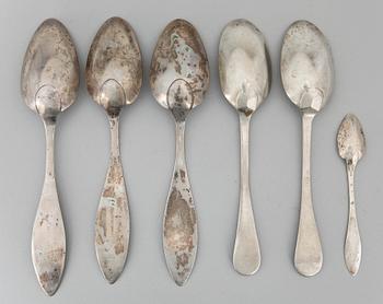 PARTI SILVER, 6 delar, bl a Magnus Lönberg, Borås, 1816. 247 gram.