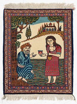 Rug, Keshan, Keshan, Dabir, approx. 64 x 54 cm.