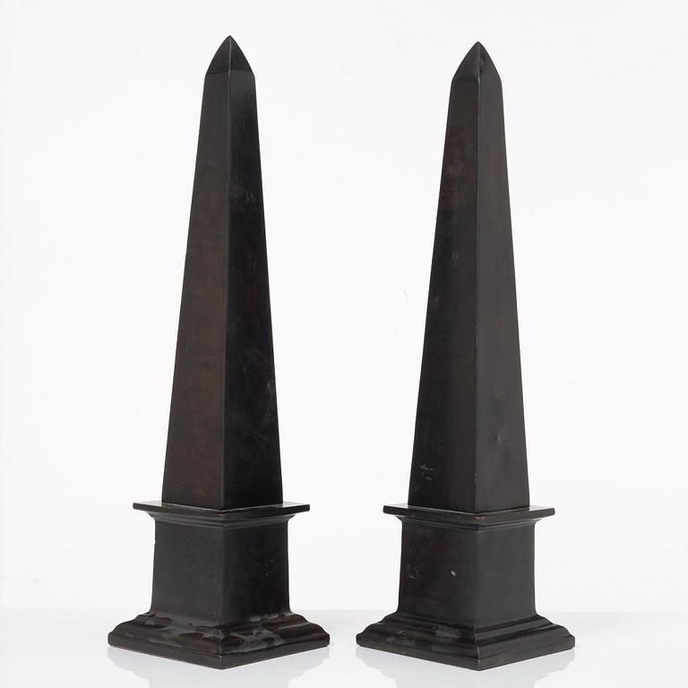 A pair of Obelisks, 20th century.