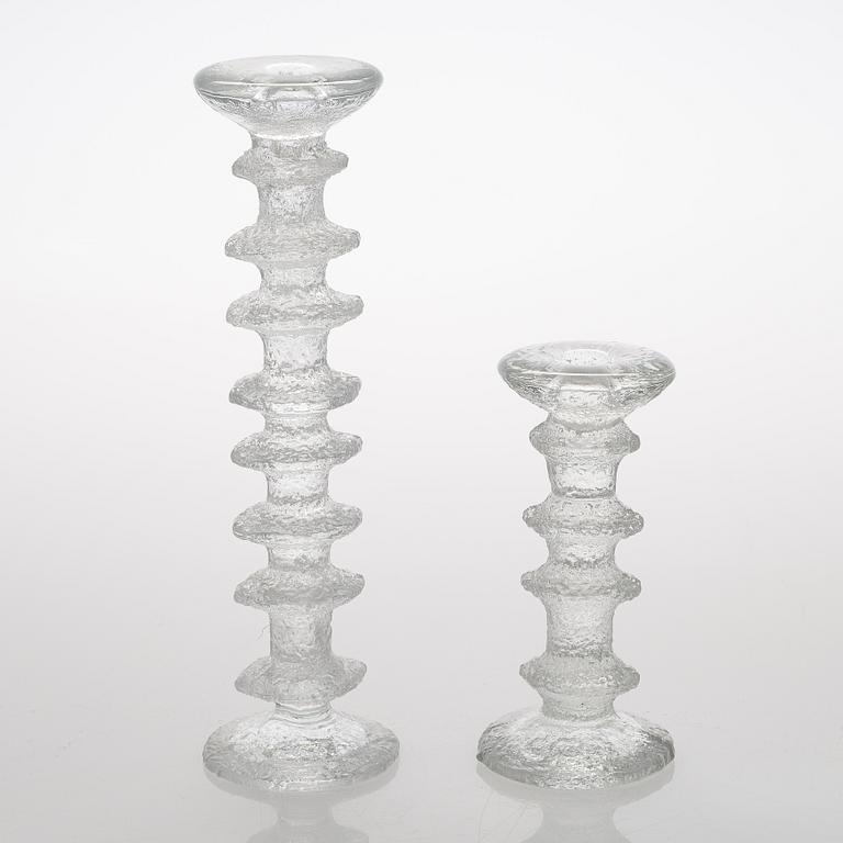 Timo Sarpaneva, a set of nine 'Festivo' glass candlesticks for Iittala.