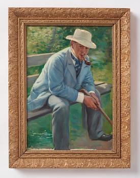 Gunnar Åberg, "Artisten Hedberg" (The artist Ecke Hedberg 1868-1959). Signed Gunnar Åberg and dated -92. Oil on canvas 52 x 35 c...