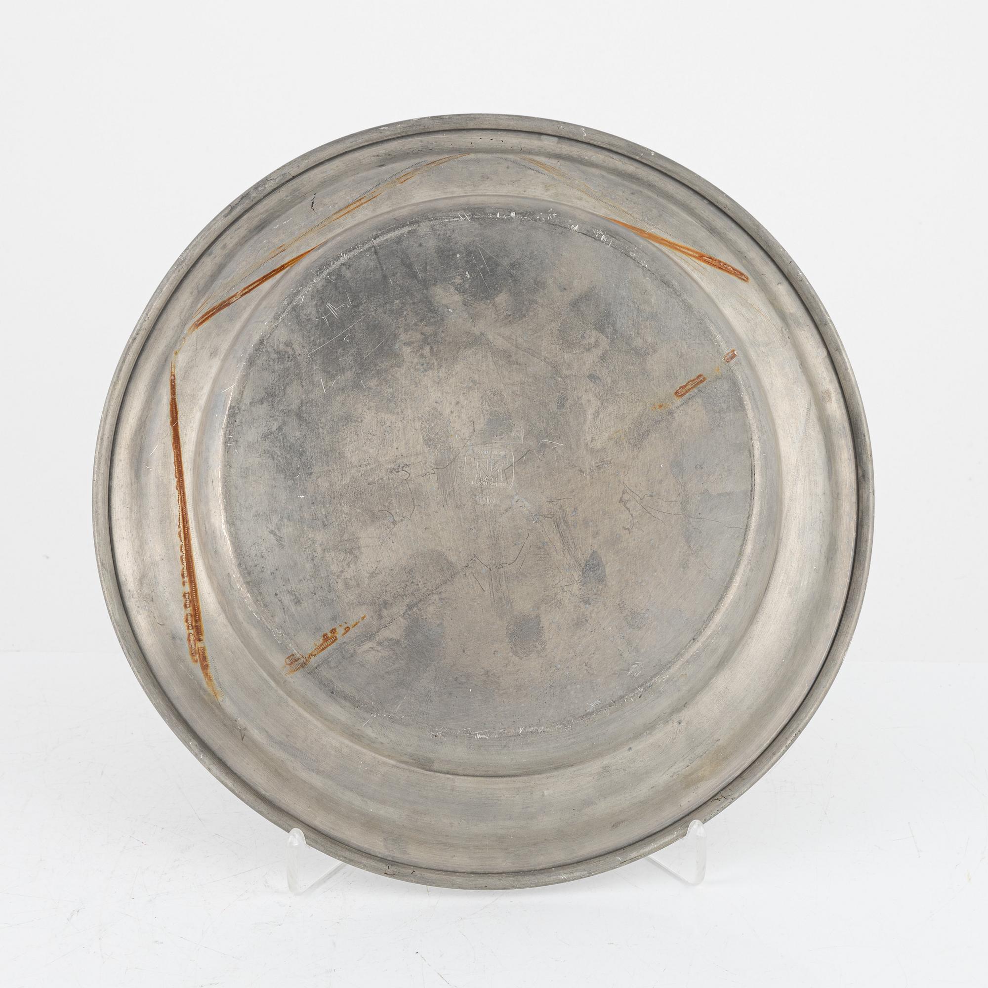 A group of eight Swedish pewter dishes, 18th-20th Century, including Mathias Norling, Jönköping, 1863.