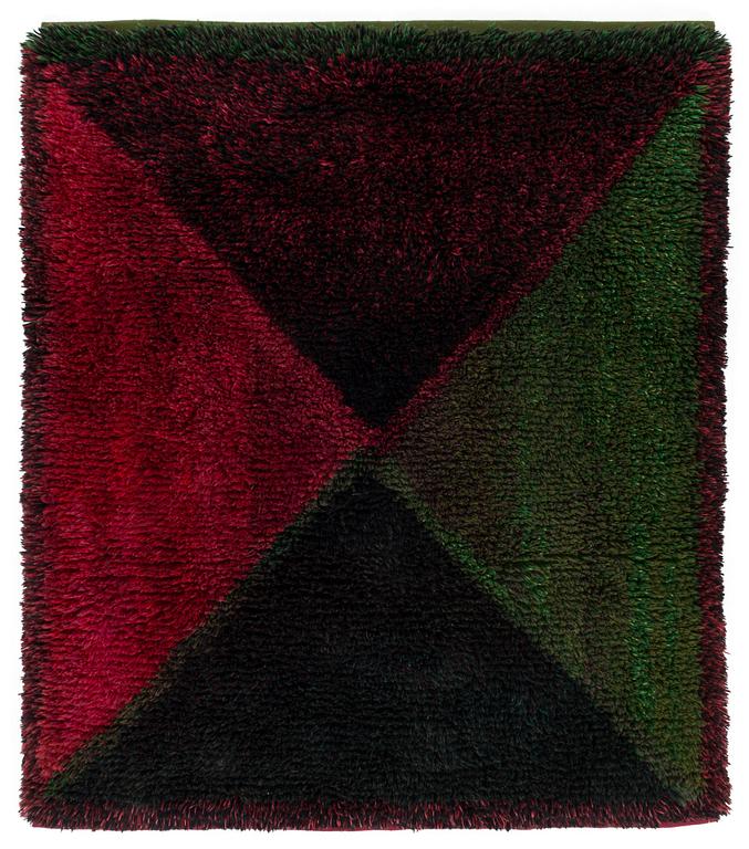 Uhra-beata Simberg-Ehrström, signeerattu ryijy/ryijymatto, Suomen käsityön Ystävät. Noin 143x125 cm.