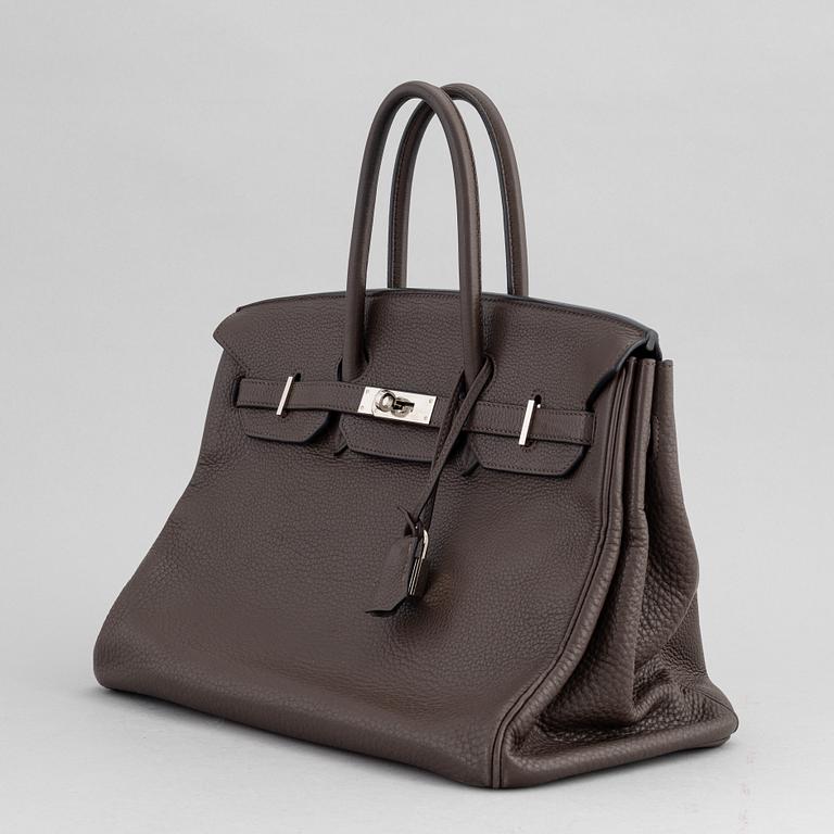 Hermès, a chocolate brown Togo leather 'Birkin 35' handbag, 2008.