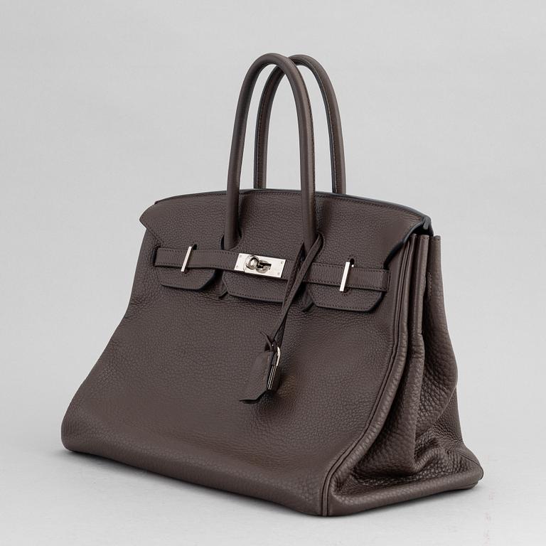 Hermès, a chocolate brown Togo leather 'Birkin 35' handbag, 2008.