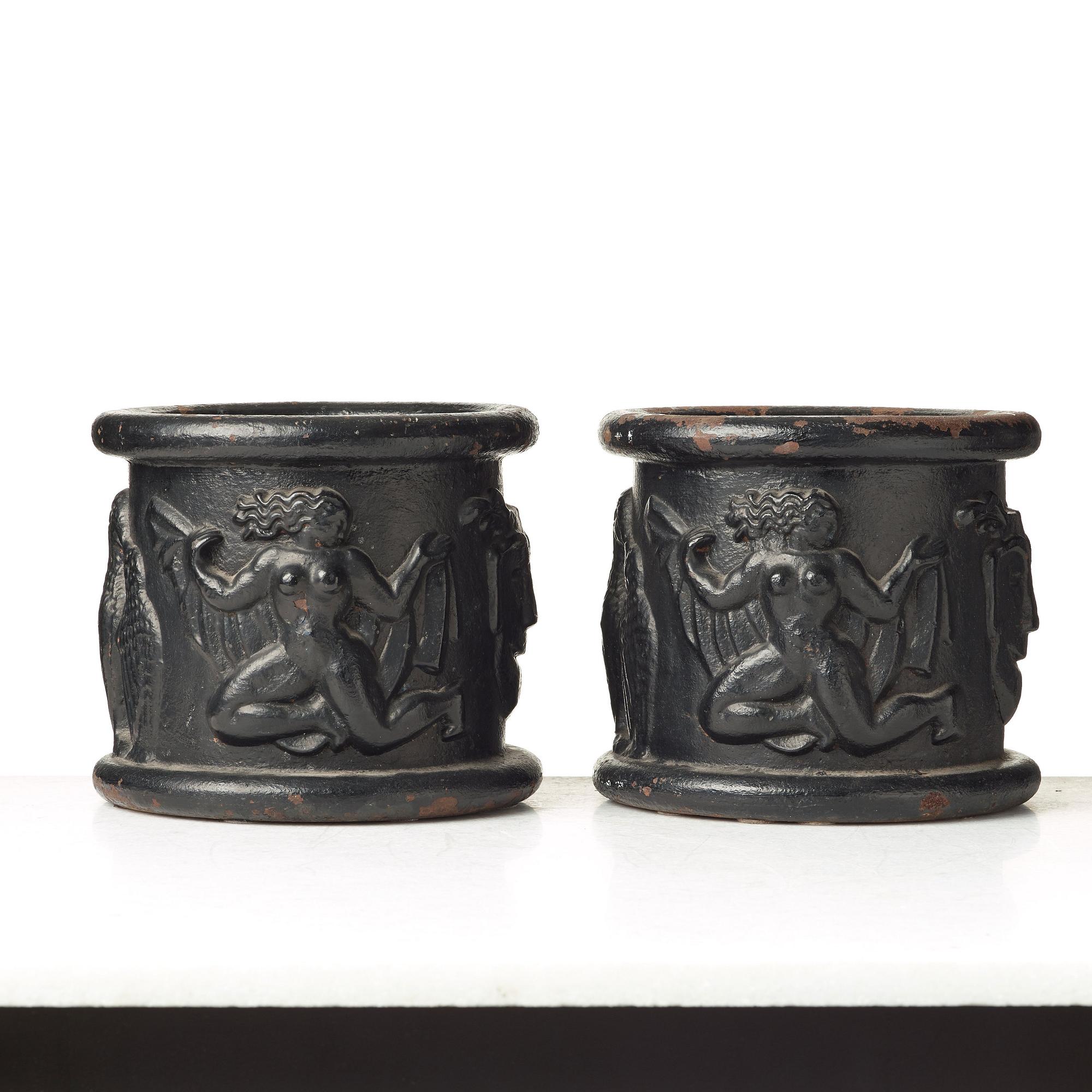 Anna Petrus, a pair of Swedish Grace cast iron jardinières "Blomkruka nr 1", Näfveqvarn, Sweden.