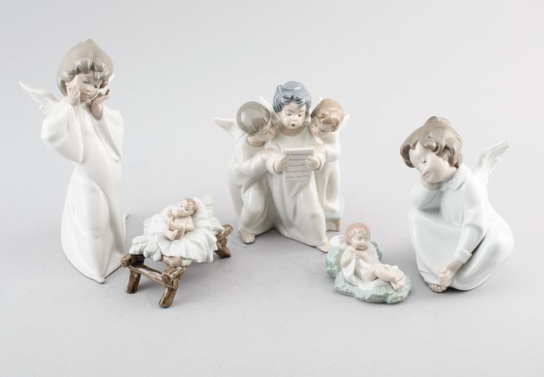 FIGURER, 5 st, porslin, Lladro, Spanien.
