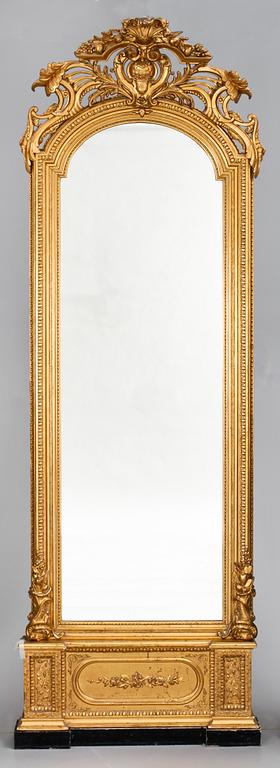 GOLVSPEGEL med KONSOL, nyrokoko, 1800-tal.