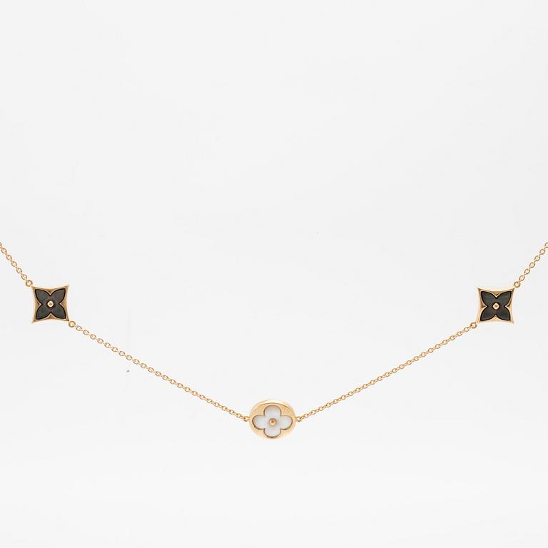 Louis Vuitton, "Blossom Sautoir" Necklace in 18K Rose Gold with Diamonds and Mother-of-Pearl.