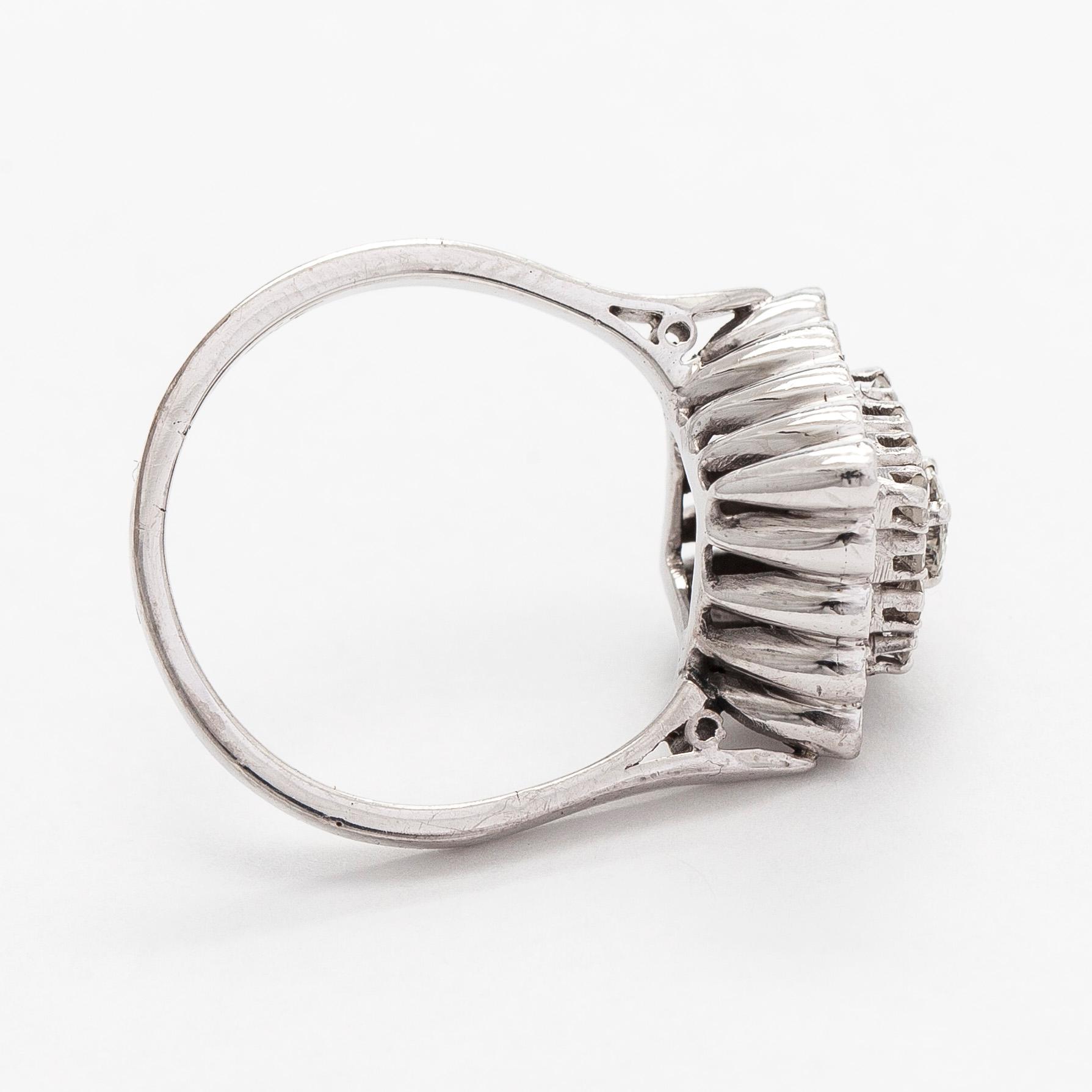 Ring, brilliant and 8/8 cut diamonds, 14K white gold.