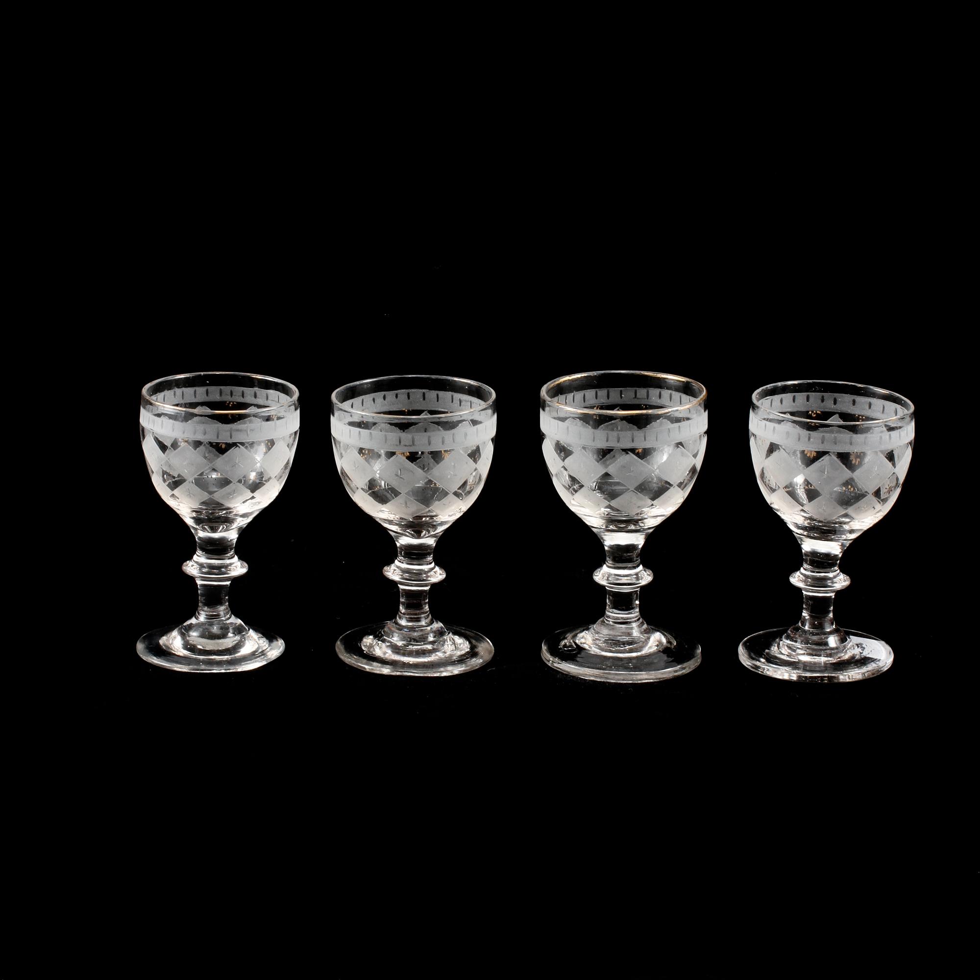 SHERRYGLAS, 4 st, empire, 1800-talets första hälft.