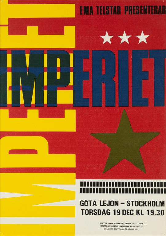 Imperiet, konsertaffisch, Göta Lejon, 1985.