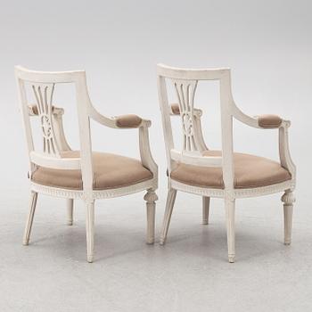 Johannes Andersson, karmstolar, ett par, sengustavianska, Lindome, omkring 1800.