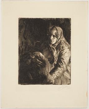 Anders Zorn · ANDERS ZORN, etsning, signerad med blyerts.
