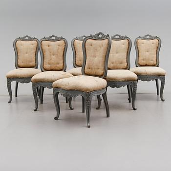STOLAR, 6 st, rokokostil, 1800-talets mitt.