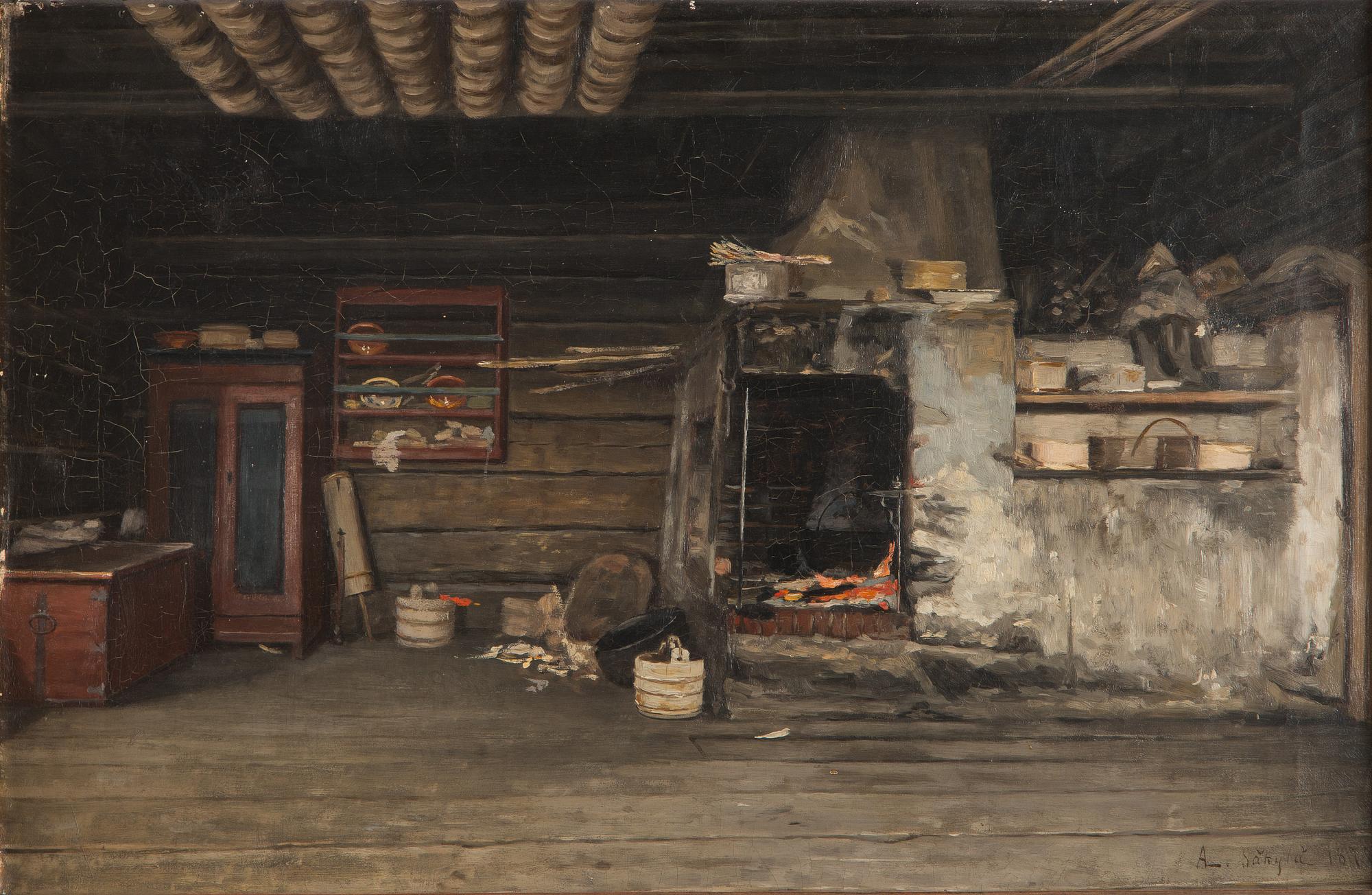 Arvid Liljelund, Cottage interior from Säkylä.