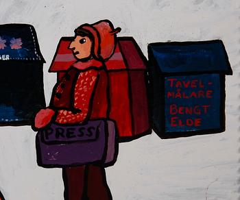 BENGT ELDE, akryl på pannå, sign.