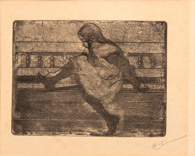 Carl Larsson, etching signed.