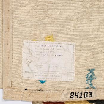 TAPESTRY. "Soleil et pluie". Flat weave. 183 x 245 cm. Signed MTP GYNNING.