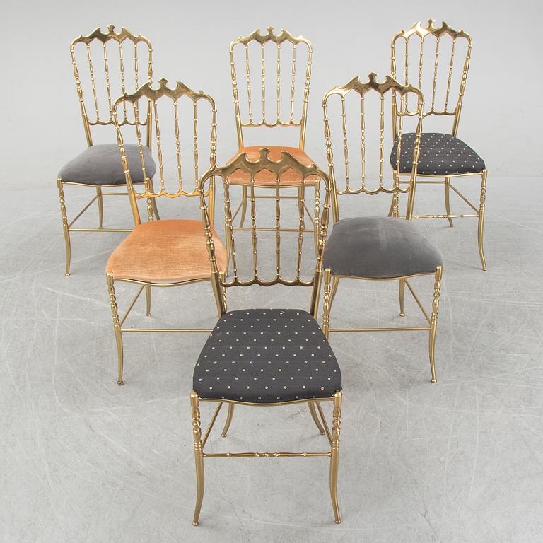 A set of six brass chairs 'Chiavari' model, Italy.