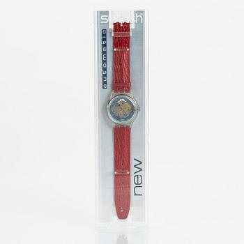 Swatch, Automatic, Red Ahead, wristwatch, 34 mm.