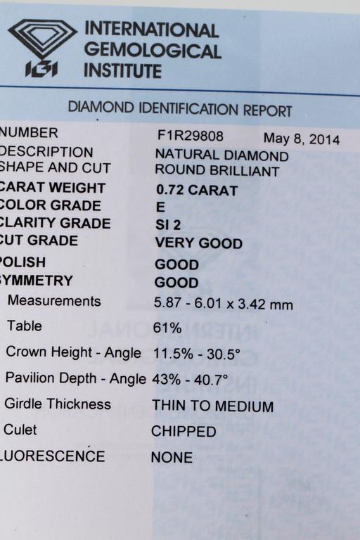 HÄNGE, 18K vitguld med briljantslipad diamant 0.72 ct. Vikt 2,1 gram.