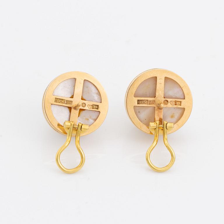 18K gold and mabe pearl earrings.