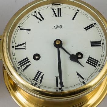 A ships barometer and clock, Schatz, 20th century.