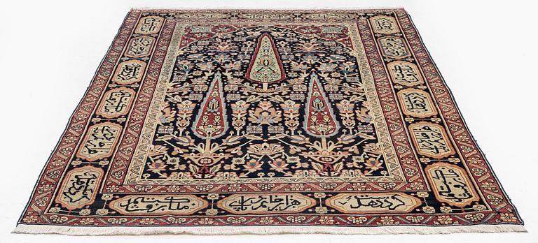 An antique Kirman Laver rug, south Persia (Iran) c. 200 x 135 cm.