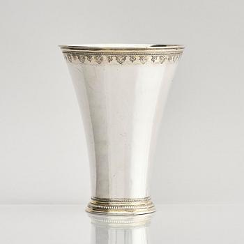 A Swedish 18th century parcel-gilt silver beaker, mark of Gustaf Henning, Stockholm 1752.
