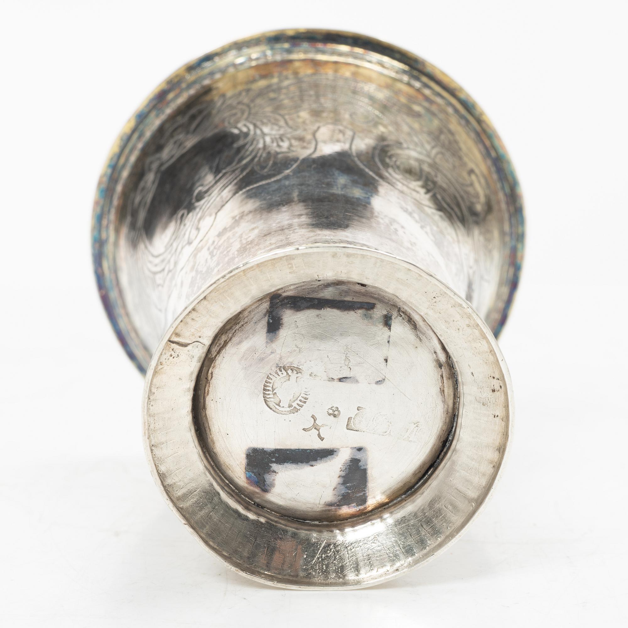 Carl Johan Bask, bägare, silver, Södertälje 1766.