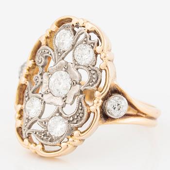Ring, 18K gold set with round brilliant-cut and old-cut diamonds, STN, Norrköping 1954.