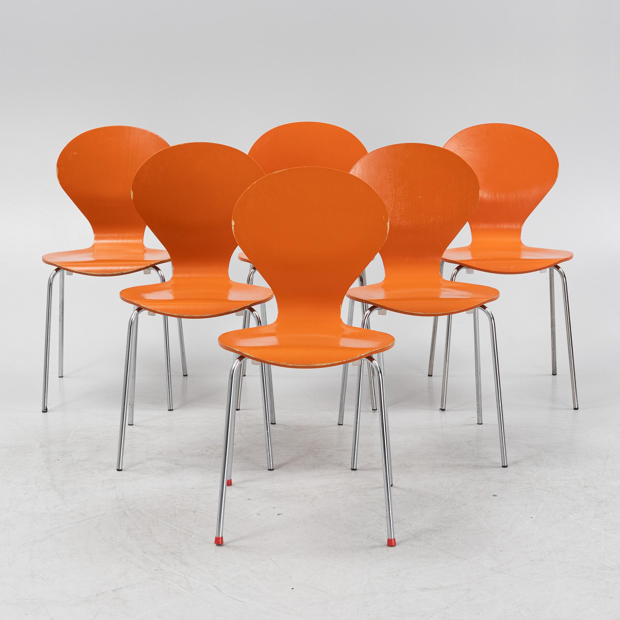 Erik Ole Jørgensen, six stackable 'Rondo' chairs, Danerka, Denmark, 21st Century.