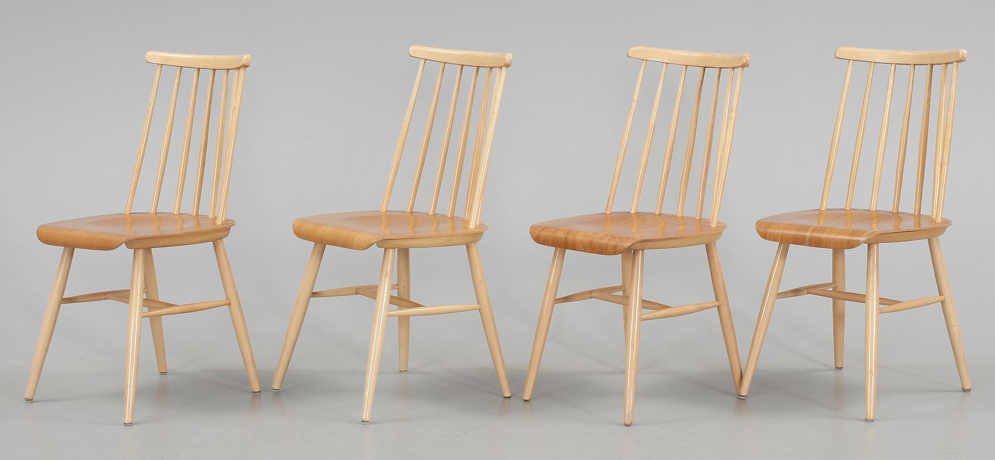 STOLAR, 4 st, troligen "Tallåsenstolen", Jan Hallberg, 1960-tal.