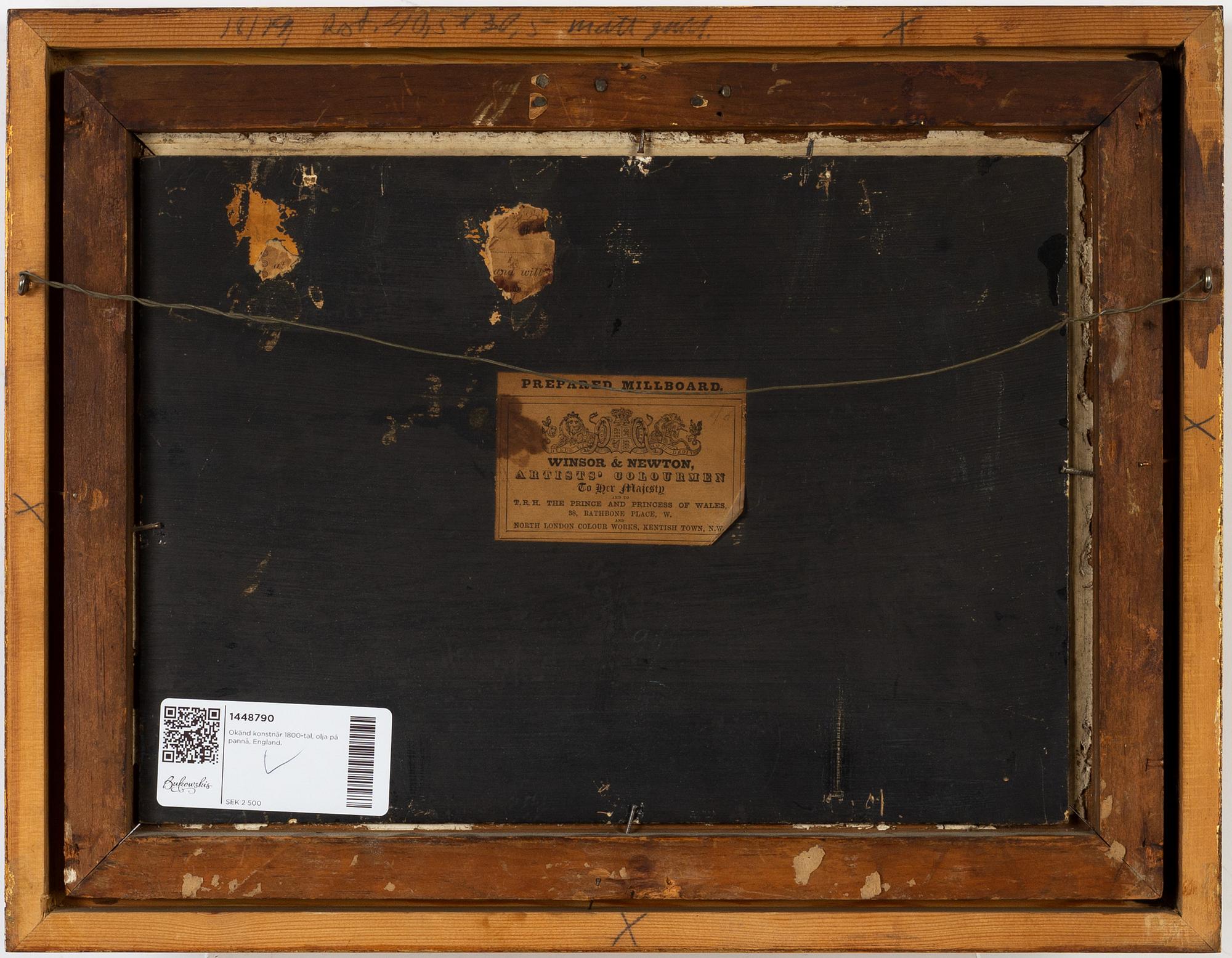 Unidentified artist, oil on board, England, 19th Century.