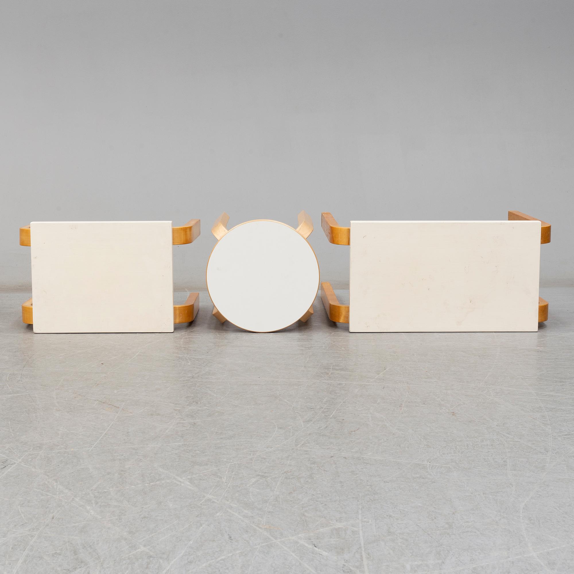 ALVAR AALTO, two tables and one stool, Artek.