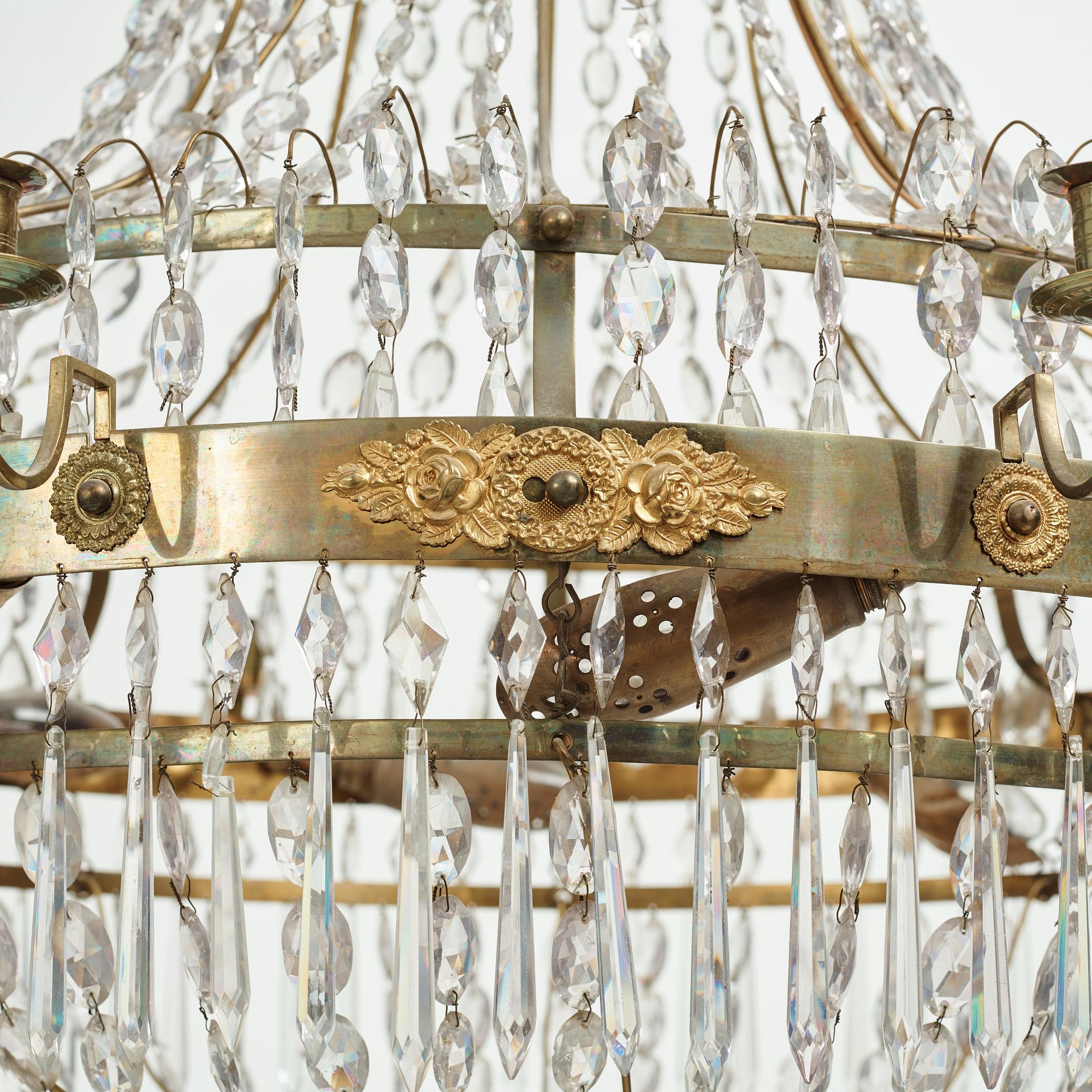 A Swedish late Empire  nine light chandelier first half 19th century.