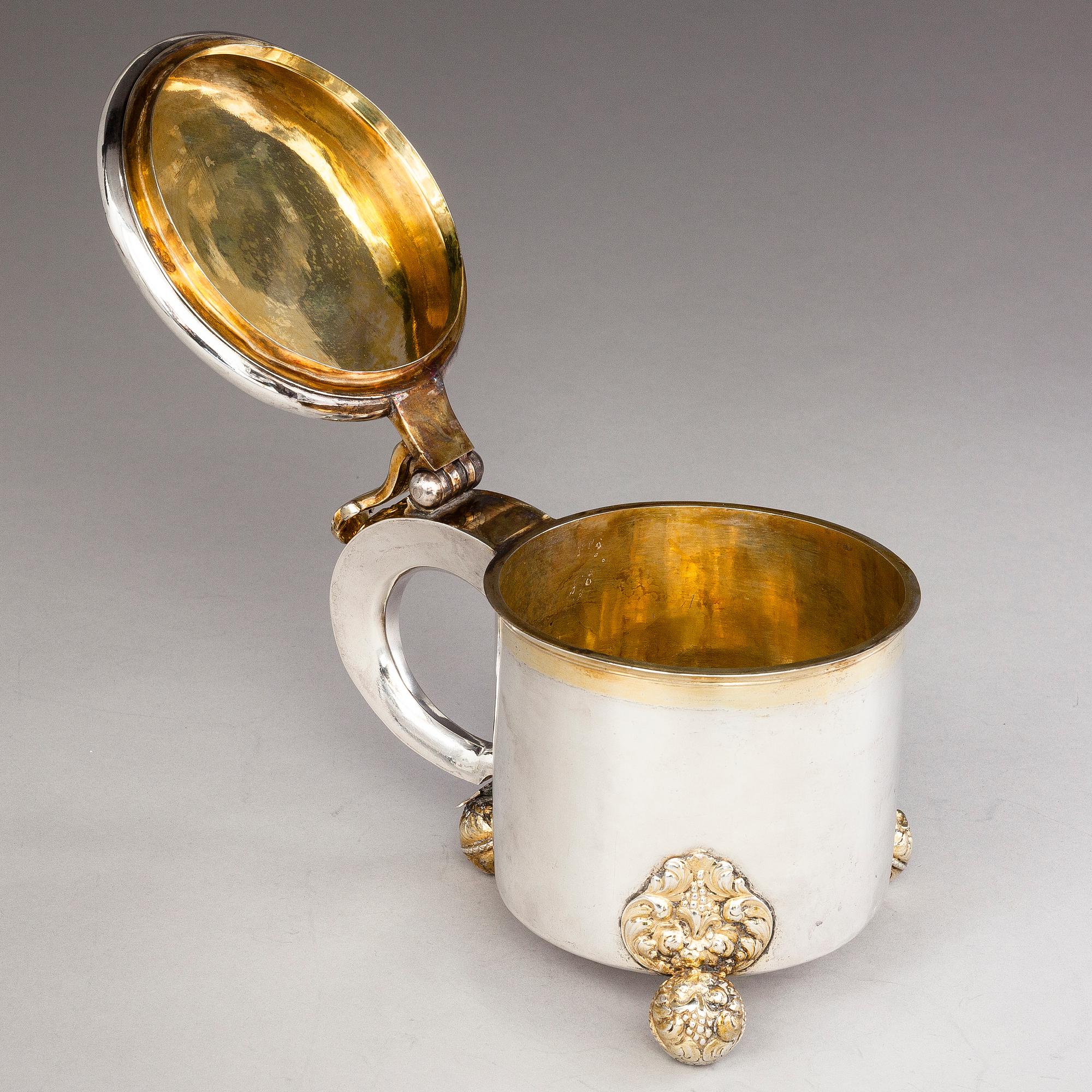 CHRISTOPHER RICHTER, A baroque parcel-gilt silver tankard, Stockholm 1691.