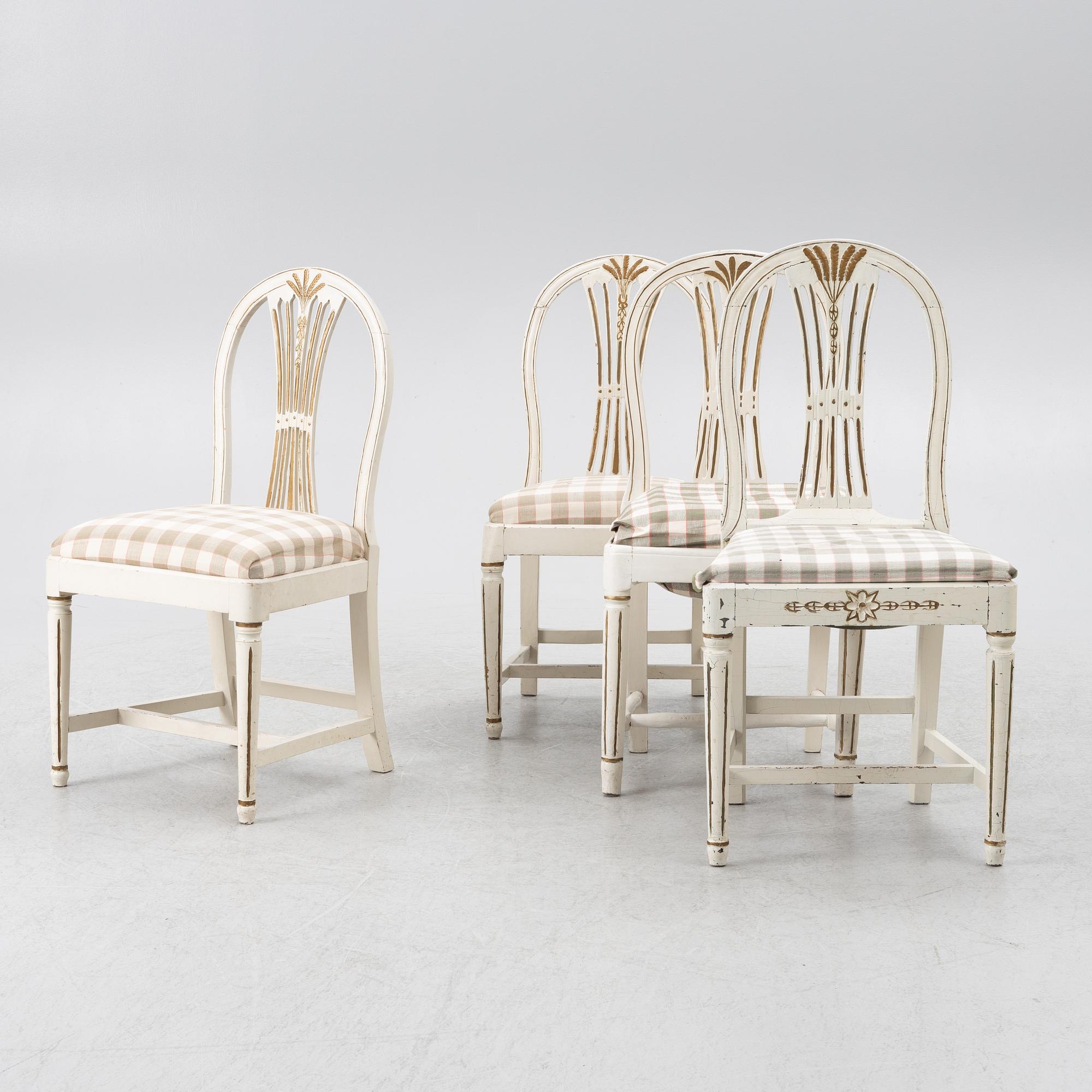 Four matched chairs, 19th century.
