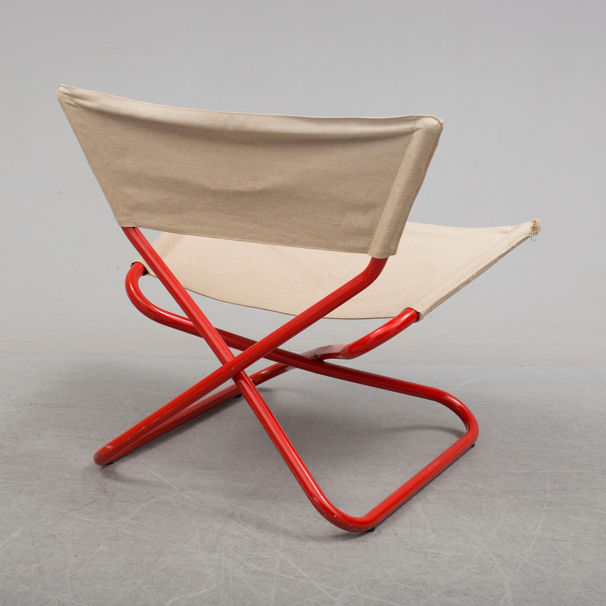 A painted steel with seat and back of canvas 'Z-Down' chair by Erik Magnusson for Torben Orskov, Denmark.