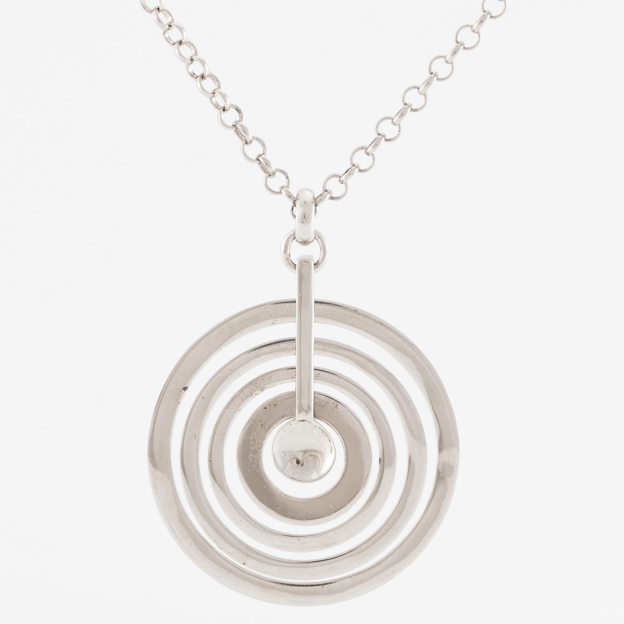 Tapio Wirkkala, pendant with chain "Silvermoon", sterling silver, for Kultakeskus.