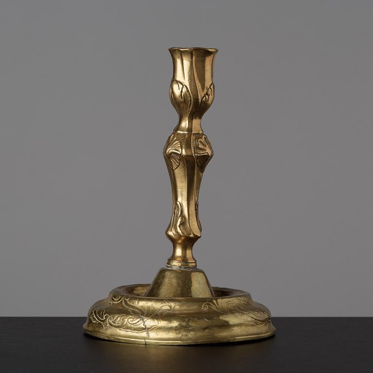 A Rococo candlestick by Anders Westerberg (privilege 1755, dead 1765, his widow continued till 1773).