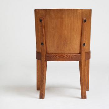 Axel Einar Hjorth, a stained pine low back "Lovö" chair, Nordiska Kompaniet, Sweden 1930's.