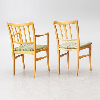 Carl Malmsten, Dining table and four plus two chairs, "Talavid", OH. Sjögren, Tranås.