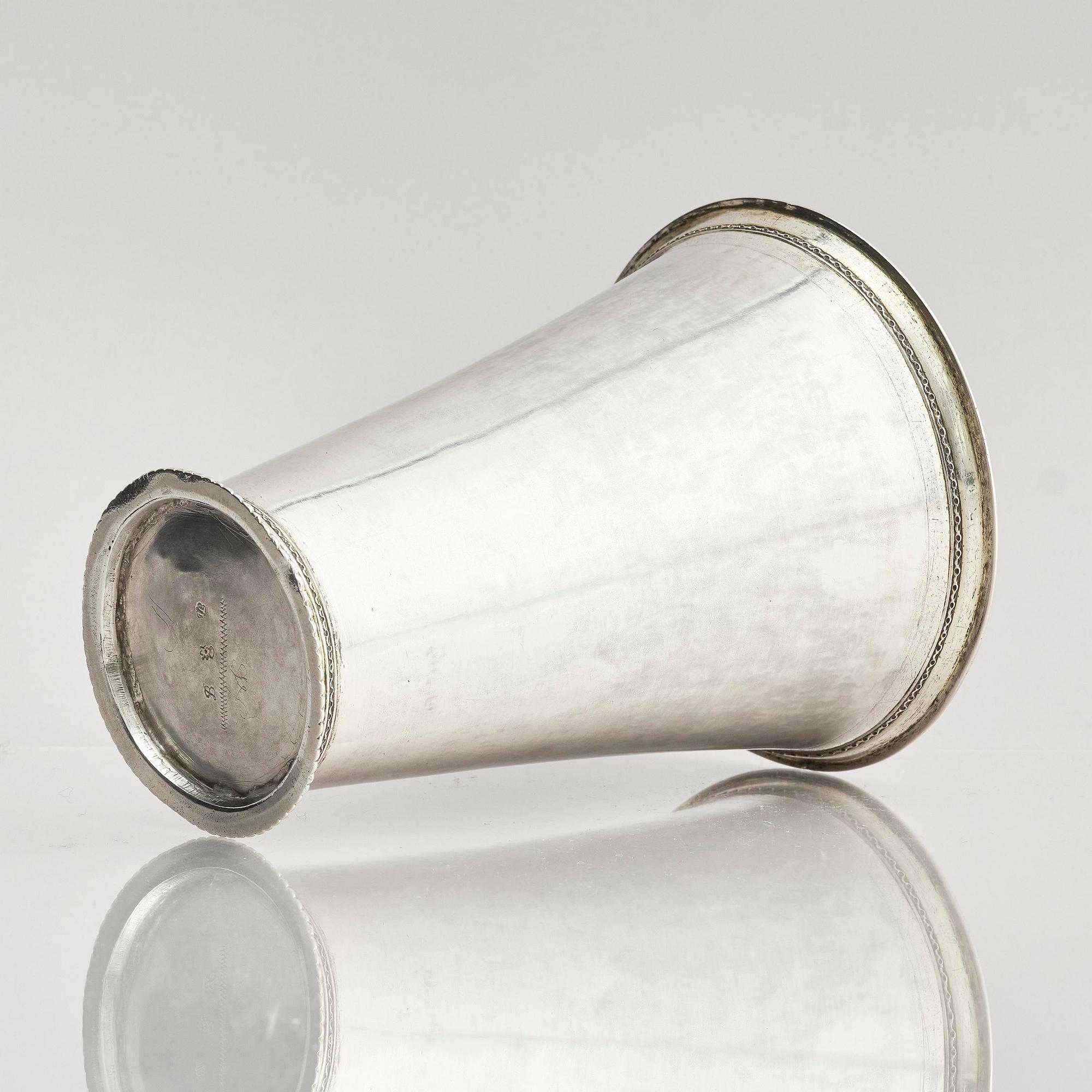 A Swedish early 18th century parcel-gilt silver beaker, mark of Johan Lund, Stockholm 1714.